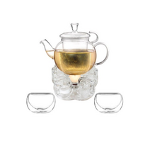 벨르디자인 앨리스 유리 티세트, 티포트 400ml + 티워머 S + 이중잔 30ml x 2p, 1세트