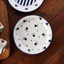 블루 스페이스 접시 16cm 일본 그릇 식기, 블루 스페이스 접시 16cm[꽃]