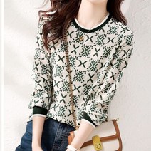 헤레이스 그린패턴블라우스 YMSH23SS422