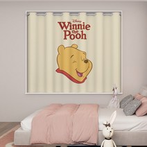 디즈니 곰돌이 푸 캐릭터 미니 암막 커튼 작은 창문 햇빛 차단 펀칭 후크 인테리어 장식 소품