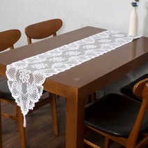 프렌치 레이스 테이블 러너(33x183cm) (화이트), 단품