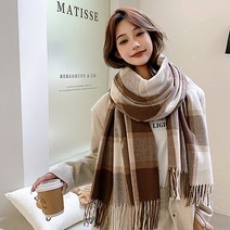1+1 머플러 목도리 여성 남성 캐시미어 울 체크 머플러 목도리