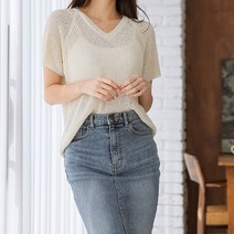 주디앤 여성 플로스 하찌 여름 반팔 니트