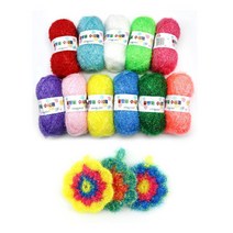 물방울 수세미 100g 아크릴 수세미실 뜨개실 수세미만들기, 형광연두