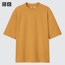 [국내정식상품] 유니클로 남성 에어리즘 티셔츠 AIRism 코튼 오버사이즈 크루넥T(5부) Uniqlo U