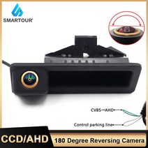 차량 블랙박스 채널 1 2 후방 카메라차량 AHD 180 Fisheye 자동차 역방향 백업 트렁크 핸들 카메라 BMW 3 5, 01 AHD CVBS