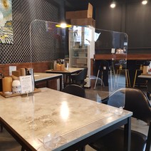 투명 가림막 아크릴 칸막이 학교 관공서 학원 식당 회의실 일자형 테이블 아크릴판, 가로600높이450(물결받침2개포함)