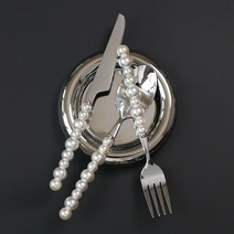 프로방스 빈티지 디자인 진주 커트러리 3종세트, 디너3종세트