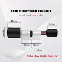 스마트 도어록 디지털 번호키 주키형 사무 지문 도어락 블루투스 도어 잠금 잠금 실린더 앱 제어 도어 잠금 잠금 실린더, 게이트웨이 bk가 있는 70mm