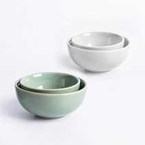 단고재 무지 심플 공기대접 1인 세트 (2color), 무지 청자(공기+대접)