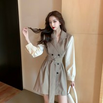 [호랑이부부] 상표등록업체 더블버튼 미니원피스