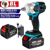 18V 브러시리스 전기 렌치 무선 충전식 임팩트렌치 Makita 배터리 호환, 2Pcs 배터리 세트