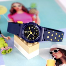 큐앤큐 옐로우 도트 네이비 스몰 사이즈 여성 시계
