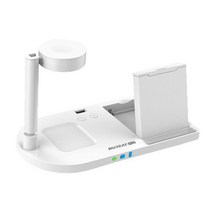 머레이 고속 멀티 무선 충전기 3in1 아이폰 갤럭시 워치 5 6 Z플립 무드등 F5, 화이트, 1개