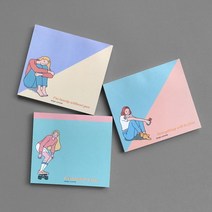 메모왕 일러스트 메모지 7 컬러배색 3종 메모패드, 씽킹, 옵션선택