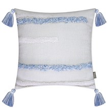 [데코벨] 북유럽 테슬 입체 사각 쿠션 45x45 (쇼파쿠션) 솜 포함 데코쿠션, 라인입체쿠션(블루)