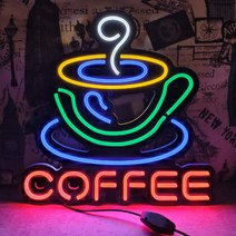 LED네온사인 COFFEE 유리장식간판 카페인테리어소품, 01번 혼합색상