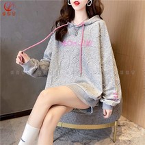 셀럽당 여성 맨투맨 후드 자수 와이드 얇은 봄가을 상의 코트