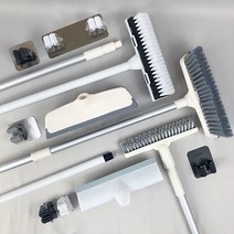 양드레 욕실 바닥 청소솔 틈새 화장실 청소도구 업소용 천장 벽 롱 긴, 2. 고급형+벽부착걸이(C타입 화이트), 1개