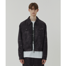 [빠른출고]/메종미네드 [무료반품] BLACK WAVE DENIM PRINTING JACKET