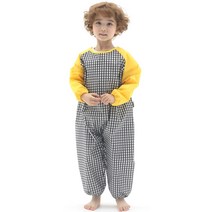 플리에 지퍼형 전신미술가운, 체크블랙