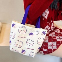 캔버스 핸드백 도시락 학생 소녀 연애인 이부진 한소희 명품 면가방 남색 에코백 숄더백