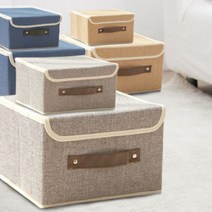 덕수샵 접이식 멀티 공간 박스 속옷 양말 수건 장난감 수납 보관 뚜껑 정리 박스 함, 대형, 네이비
