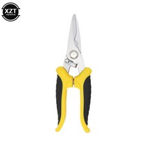 전공가위 멀티 다목적 절단 공구가위 1pc 스테인레스 스틸 산업 전기 철 가위 다기능 수동 가위 그루브 절단 와이어 및 얇은 판 도구, 노란색, 20cm
