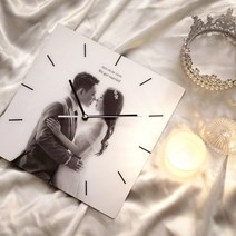 [무료보정] 무소음 인테리어벽시계 주문제작 쇼핑몰 SD포토 웨딩 가족 사진, 사각, 화이트 라인