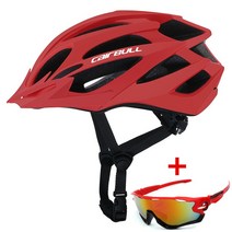 Cairbull 최신 초경량 사이클링 헬멧 일체형 자전거 MTB 도로 승차 안전 모자 Casque Capacete, [10] red and glasses