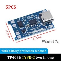 부품 보드 개발 호환 5 pcs 마이크로 USB 5V 1A 18650 TP4056 리튬 배터리 충전기 모듈 충전 이중 기능 이온, TP4056 Type-C