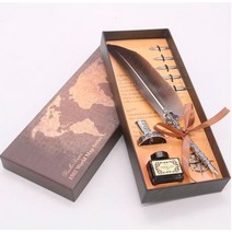 특별한 선물 깃털펜 세트 만년필 딥펜 특별한 독특한, 1-깃펜-그레이