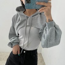 기모ver추가) 볼레로 후드 티셔츠 여성 크롭후드티 볼레로후드