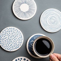 인트롤리 테이블 인테리어 규조토 코르크 컵받침 코스터 4p, 4세트, 4개