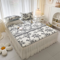 MEIISEO여름 시원한 침대 시트 쿨매트, 20*22m Dibbing 스커트 3- 피스 세트, 잉크 수명