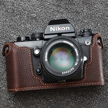 카메라 케이스 가방 소프트 하드 방수 캐리어 Funper 니콘 F3HP F3T 카메라 가죽커버 리얼 소가죽 가방 하프 커버 보호대 앤티크 액세서리, 01 블랙 가죽(리치 패턴)