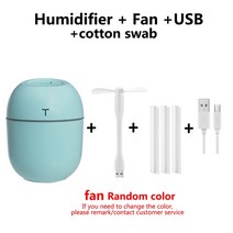 공기청정기 Kindream-자동차 USB 초음파 미니 가습기 아로마 에센셜 오일 디퓨저 220ml 미스트 메이커 가전, 11 green -fan