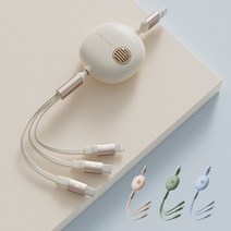 리버필 3in1 고속 충전 케이블 다기종 동시 충전 가능, 핑크