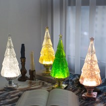 크리스마스 크리스탈 트리A LED 무드등 워터볼 오르골 스노우볼 집들이 연말 선물, 실버