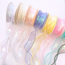 오간디 리본 청첩장 꽃 선물 포장 리본 공예 끈 구디백 포장, 펄 퍼플
