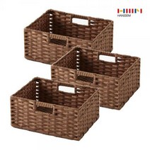 한샘 3개 볼드 라탄 패턴 바스켓 (중), 1.볼드 라탄 바스켓_브라운(중) 3개