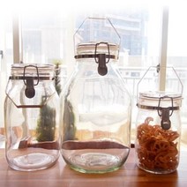셀러메이트 밀폐유리병 4가지 사이즈 [일본] 매실병 레몬청병 저장용기, 1000ml, 1개