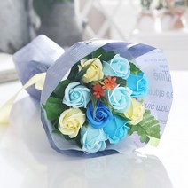 비누 꽃다발 블루 10 장미 발렌타인 화이트 장미 로즈 데이 기념일, 단품