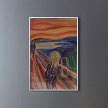 [천삼백케이] [꾸밈] pq031-에드바르뭉크절규중형메탈액자, 올리브