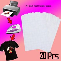 A4 밝은 어두운 면직물 DIY 철 열 프레스 용지 잉크젯 승화 열전사 용지, Dark 20 Pcs