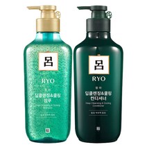 려 NEW 청아 딥클렌징 & 쿨링 샴푸 550ml +컨디셔너 550ml 박하액함유, 1세트