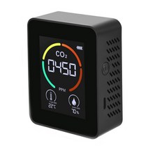 미세먼지 측정기 실내 공기질 휴대용 USB 충전식 공기 모니터 센서 CO2 이산화탄소 감지기 습도 블랙라이, 02 Black
