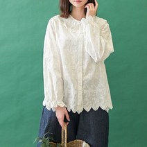 내추럴가든 케이프 카라 레이스 블라우스