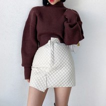 기막힌라인 누빔 퀄팅 언발 레더 미니스커트(sk315)