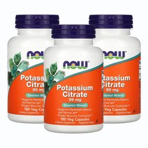 나우푸드 구연산 칼륨 포타슘 99mg 180정 3팩 베지캡슐 Potassium